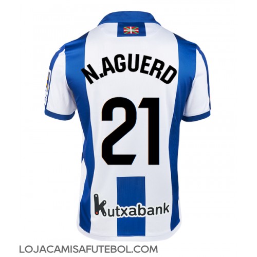 Camisa de Futebol Real Sociedad Nayef Aguerd #21 Equipamento Principal 2024-25 Manga Curta